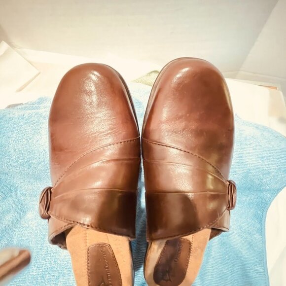 Earth Origins Addison Shoes Womens Size 7.5M Brown Leather Slip On Mules Comfort - Picture 7 of 15